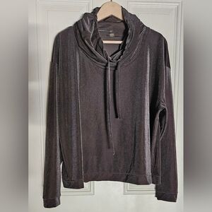 Metallic black cowl neck sweater top size L